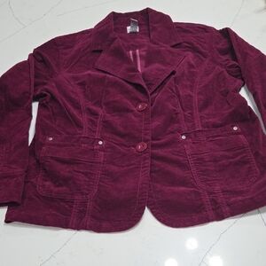 Chico's Rich Burgundy Corduroy Blazer Sz3 (Chicos Size, Migh Fit 3X) Pre-owned